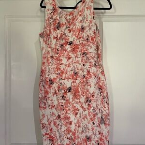 Ivanka Trump Coral and Black Midi Dress